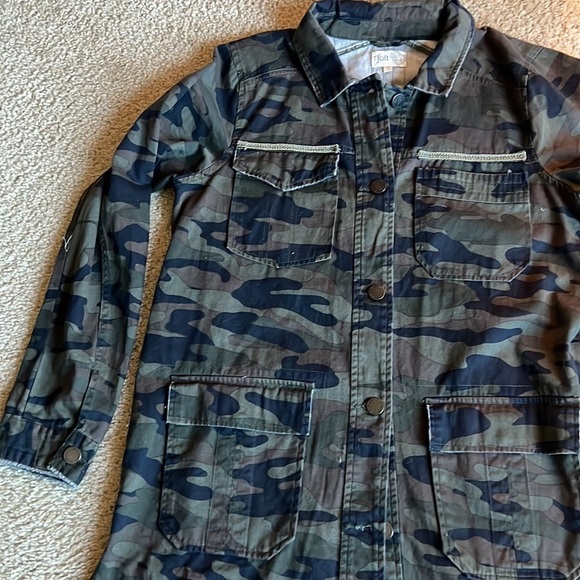 Jolt camouflage Camo green black botton down jacket sequin silver pockets XL - Picture 2 of 7